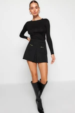 Trendyol Black Pocket Detailed Woven Short Skirt