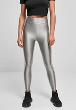 Women's Shiny Metallic High-Waisted Leggings - Dark Silver