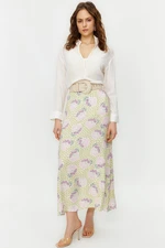 Trendyol Powder Floral Patterned Bell Woven Skirt