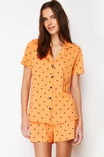 Trendyol Orange Multicolor 100% Cotton Polka Dot Knitted Pajamas Set