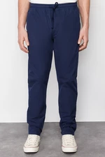 Trendyol Navy Blue Relaxed Summer 100% Cotton Soft Linen Elastic Waist Trousers Jogger