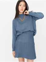 Women's blue knitted set of top and skirt Trendyol