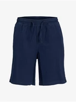 Dark blue men's shorts with linen blended Jack & Jones Karl