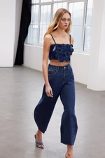 Trendyol Dark Blue More Sustainable Stitch Detail High Waist Balloon Jeans