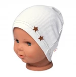 Baby Nellys Žebrovaná čepice Hvězdičky - bílá, vel. 68-74 (6-9m)