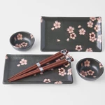 MADE IN JAPAN Sushi set s hůlkami Black & Pink Sakura