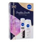 Nivea Sensitive Smooth darčeková kazeta sprchovací gél Creme Sensitive 250 ml + antiperspirant Black & White Invisible Clear 150 ml pre ženy