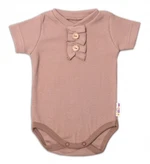 Baby Nellys Kojenecké žebrované body s knoflíčky kr. rukáv, Girl - hnědé, vel. 68 (3-6m)