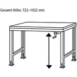 Manuflex AU9037.2001 Pracovní základní stolní univerzální Ergo K s plastové desky, Šxhxv = 1250 x 800 x 722-1022 mm