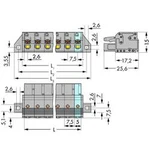 Zásuvkový konektor na kabel WAGO 2231-206/031-000, 57.30 mm, pólů 6, rozteč 7.50 mm, 25 ks