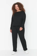 Trendyol Curve Black Thessaloniki Knitted Plus Size Pajama Set