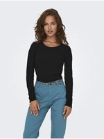 Black women's ribbed long-sleeved T-shirt ONLY Emma - Women's