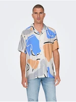 Cream Men's Patterned Short Sleeve Shirt ONLY & SONS Dab - Men