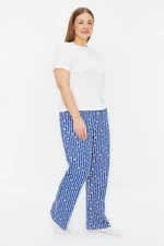 Trendyol Curve Navy Blue Striped Knitted Pajama Bottom