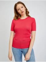 Dark pink women's knitted T-shirt ORSAY