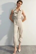 Trendyol Limited Edition Stone Maxi Woven Overalls with Window Detail