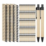 200 Piece Black Ballpoint Pens Ecofriendly Pens Recycled Kraft Paper Pens Bulk Office School