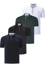 QUAD SET T8582 DEWBERRY MENS T-SHIRT-BLACK-WHITE-NAVY BLUE-GREEN