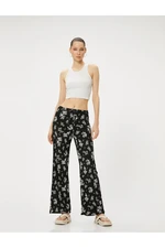 Koton Floral Wide Leg Trousers Tie Waist High Waist Comfortable Fit