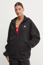 Mikina adidas Originals dámska, čierna farba, s kapucňou, jednofarebná, IY9621