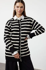 Trendyol Black Stone Knitwear Striped Cardigan