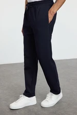 Trendyol Navy Blue Slim Fit Elastic Waist Tied Knitted Casual Trousers