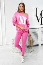 Cotton set sweatshirt + leggings pink