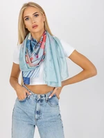 Blue thin scarf with print