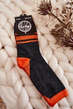 Women's two-tone striped socks Graphite-orange