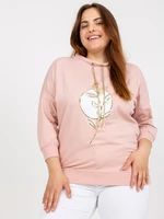 Oversized dusty pink blouse with 3/4 sleeves and print