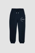 DEFACTO Boy Navy Blue Printed Waist Tie Elastic Leg Pocket Jogger Sweatpants