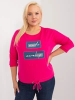 Plus size fuchsia blouse with 3/4 sleeves