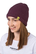 Winter knitted hat made of merino wool Hannah BRITA mauve wine