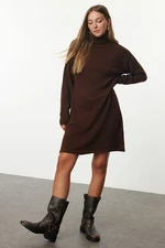 Trendyol Brown Mini Knit Basic Dress