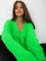 Fluo green cardigan with openwork pattern RUE PARIS