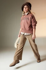 DEFACTO Girl's Wide Leg Velvet Sweatpants