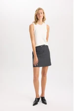 DEFACTO A-Line Basic Plain High Waist Belted Mini Classic Skirt