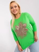 Light green plus size blouse with appliqués