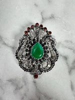 Brooch XZ459-109 silver + green