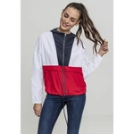 Women's 3-Tone Oversize Windbreaker Dark Blue/White/Fiery Red