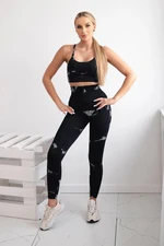 Women's Fitness Set Top + Push Up Leggings - Black