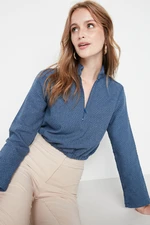 Trendyol Blue Woven Stand Up Blouse