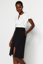 Trendyol Black Pencil Slit Detailed Midi Woven Skirt