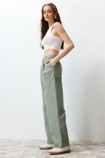 Trendyol Mint Pleated High Waist Seasonal Wide Leg Jeans