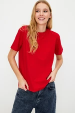 Trendyol Red 100% Cotton Basic Crew Neck Knitted T-Shirt
