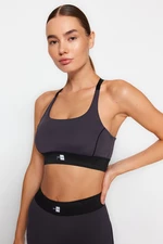 Trendyol Dark Anthracite Label and Waist Elastic Detailed Supported/Shaping Knitted Sports Bra