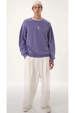 Trendyol Lilac Unisex Oversize/Wide Cut 100% Cotton Aged/Faded Effect Mystic Sweatshirt