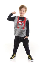 Denokids The Hanging Monster Boys Gray T-shirt and Black Pants Suit