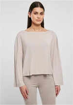 Women's short modal Bateau neckline with long sleeves in warm gray