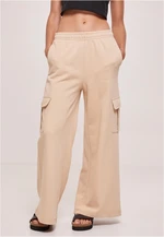 Women's terry trousers with wide waist and wide waistband unionbeige